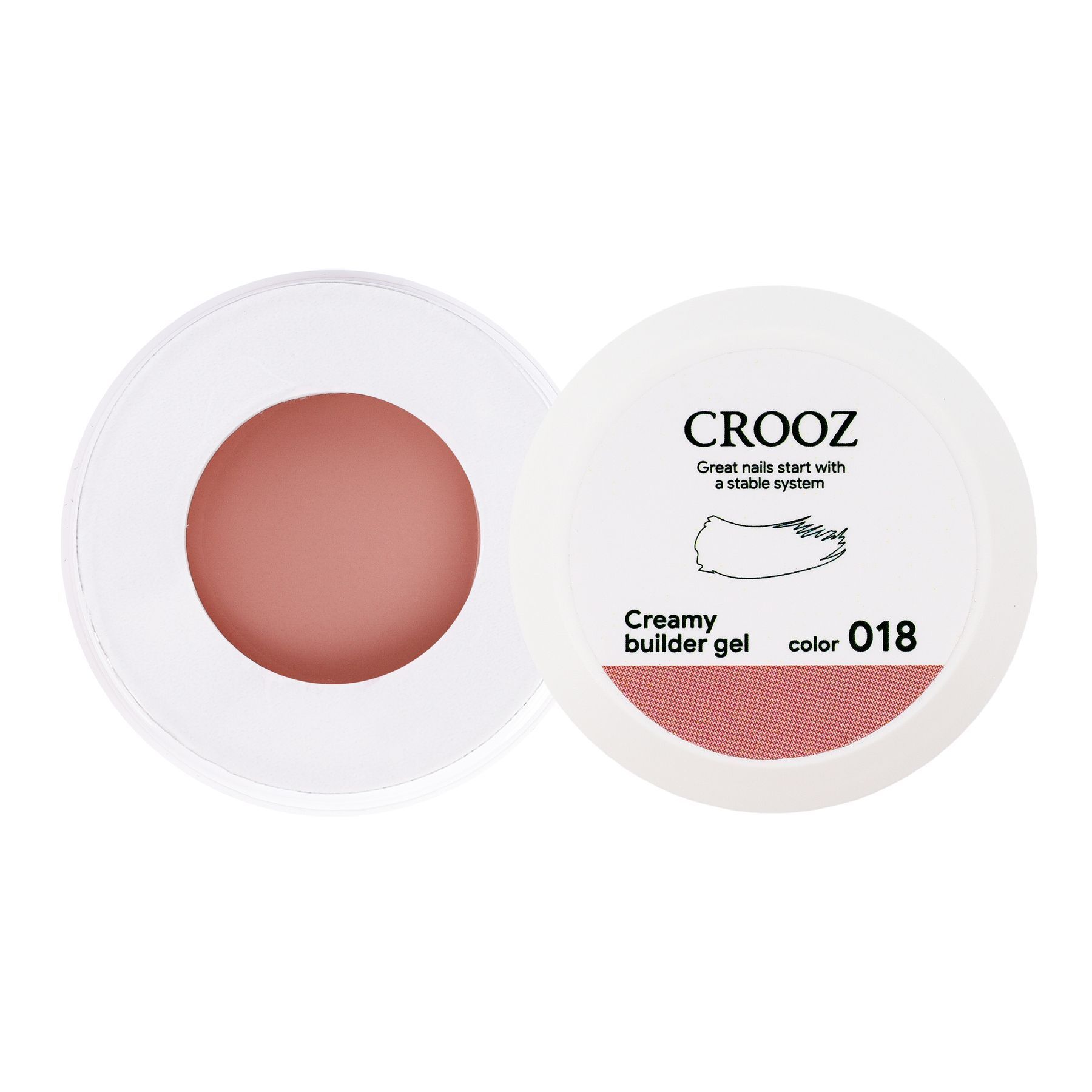Crooz Creamy Builder Gel №18 — тілесно-рожевий гель для нарощування та зміцнення нігтів 30 ml