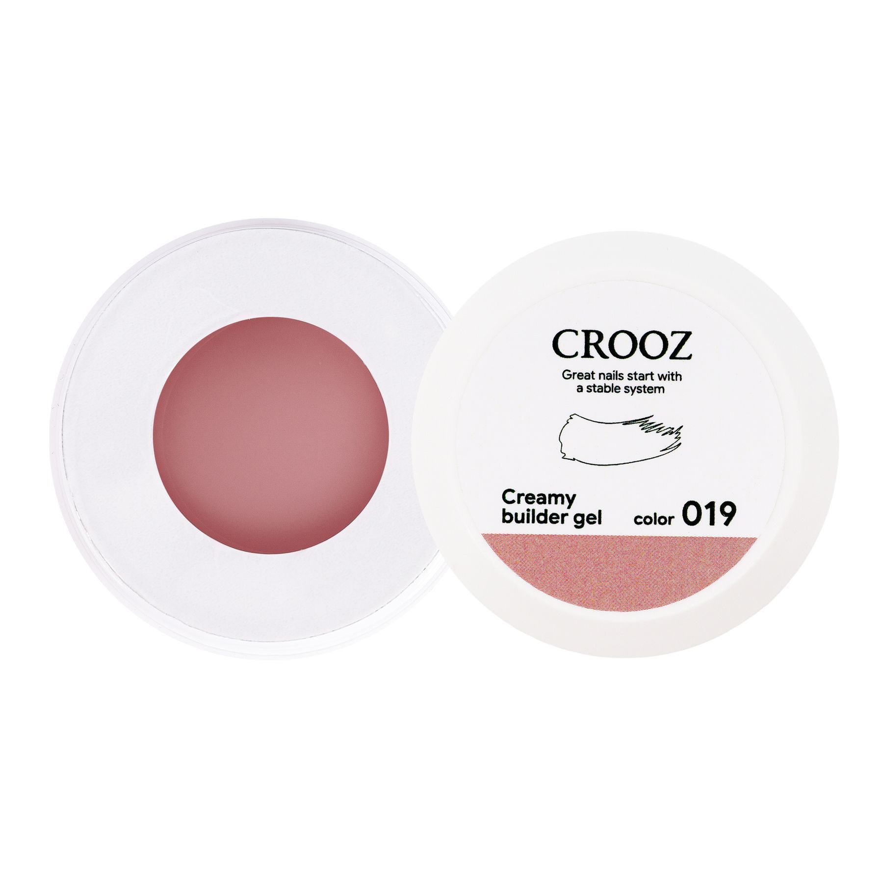 Crooz Creamy Builder Gel №19 — теплий камуфляжний гель для нарощування та зміцнення нігтів 30 ml