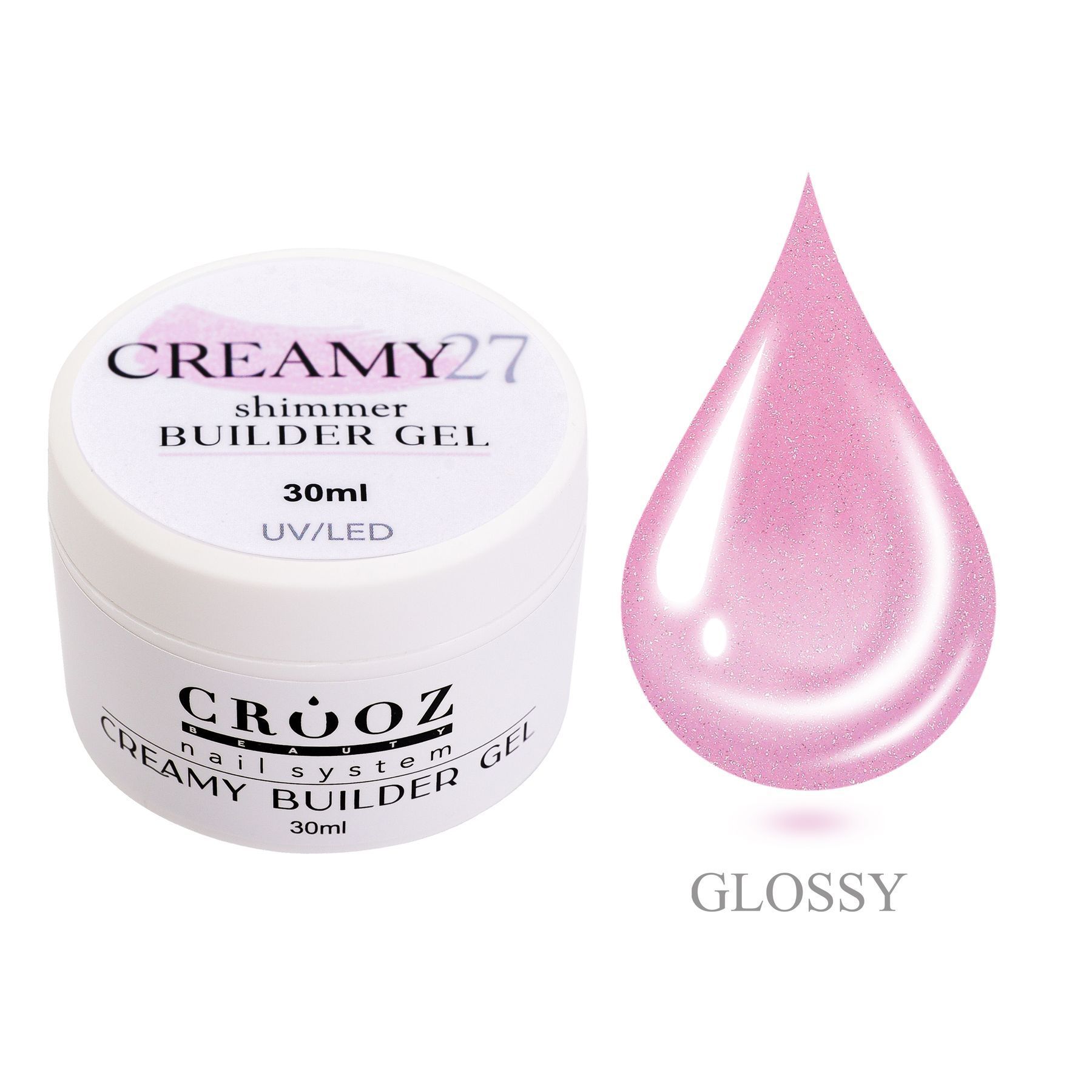 Crooz Creamy Builder Gel 27 — професійний гель для нарощування та зміцнення нігтів 30 ml