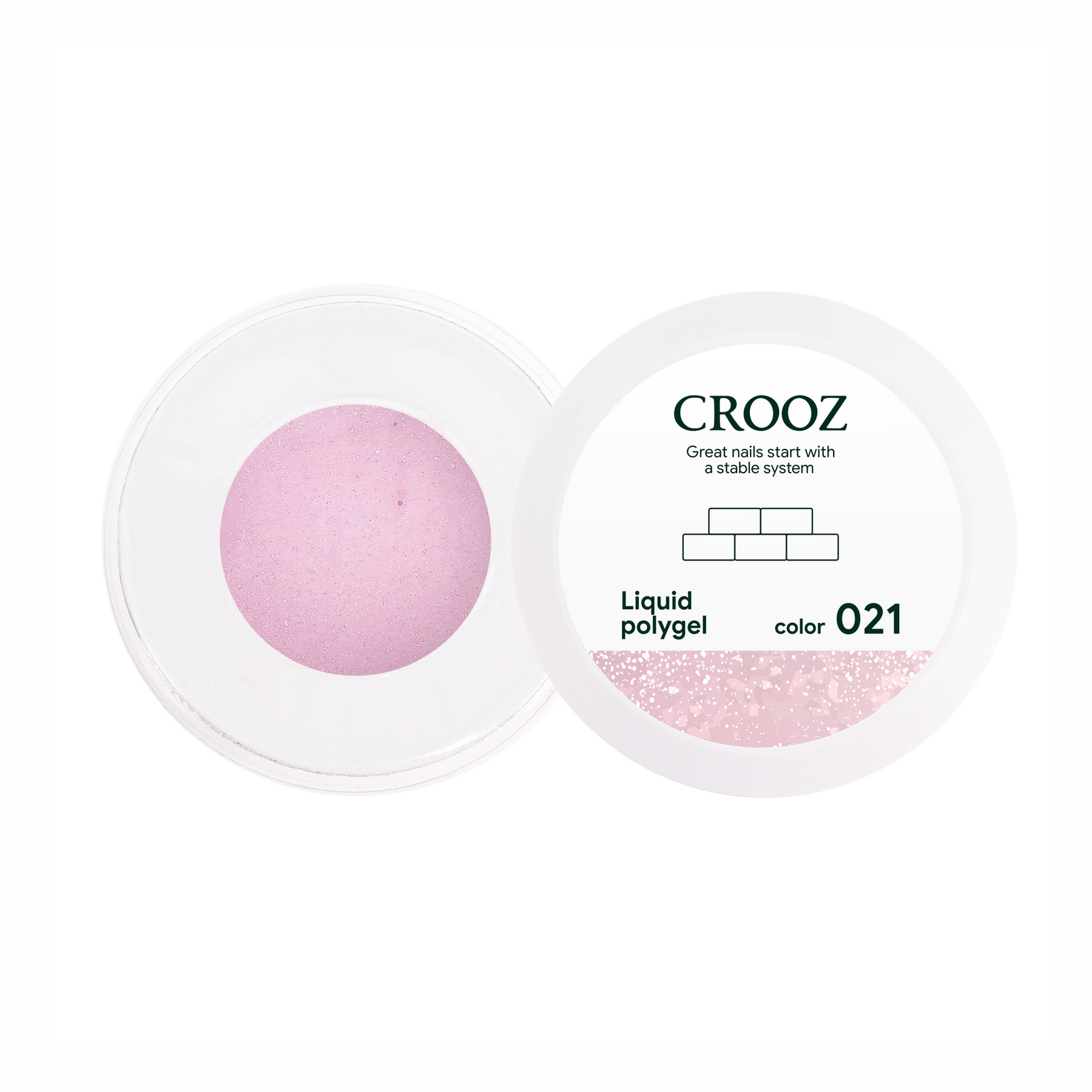 CROOZ Shimmer Liquid Polygel №2 — світло-рожевий полігель з шиммером, 30 мл