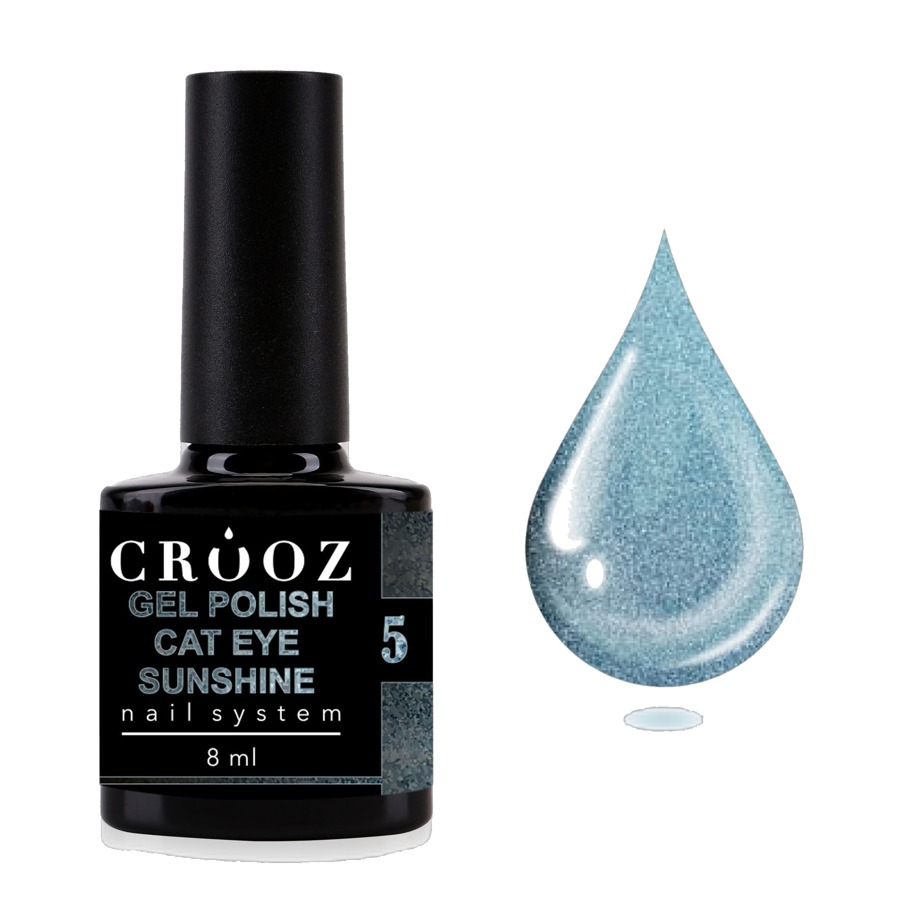 Crooz Cat Sunshine №5 – блакитний гель-лак із ефектом котяче око