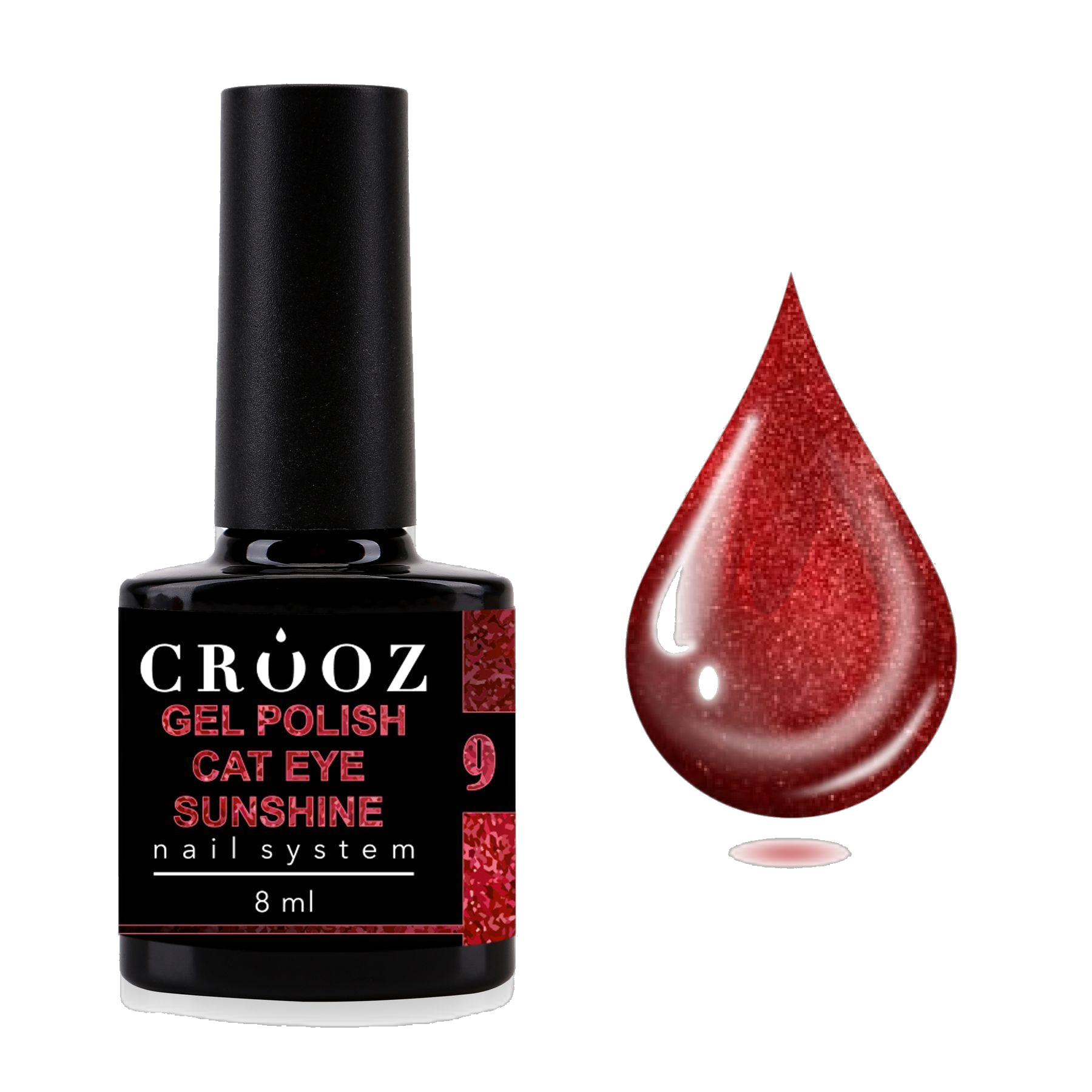 Crooz Cat Sunshine №9 – малиново-вишневий гель-лак із ефектом котяче око