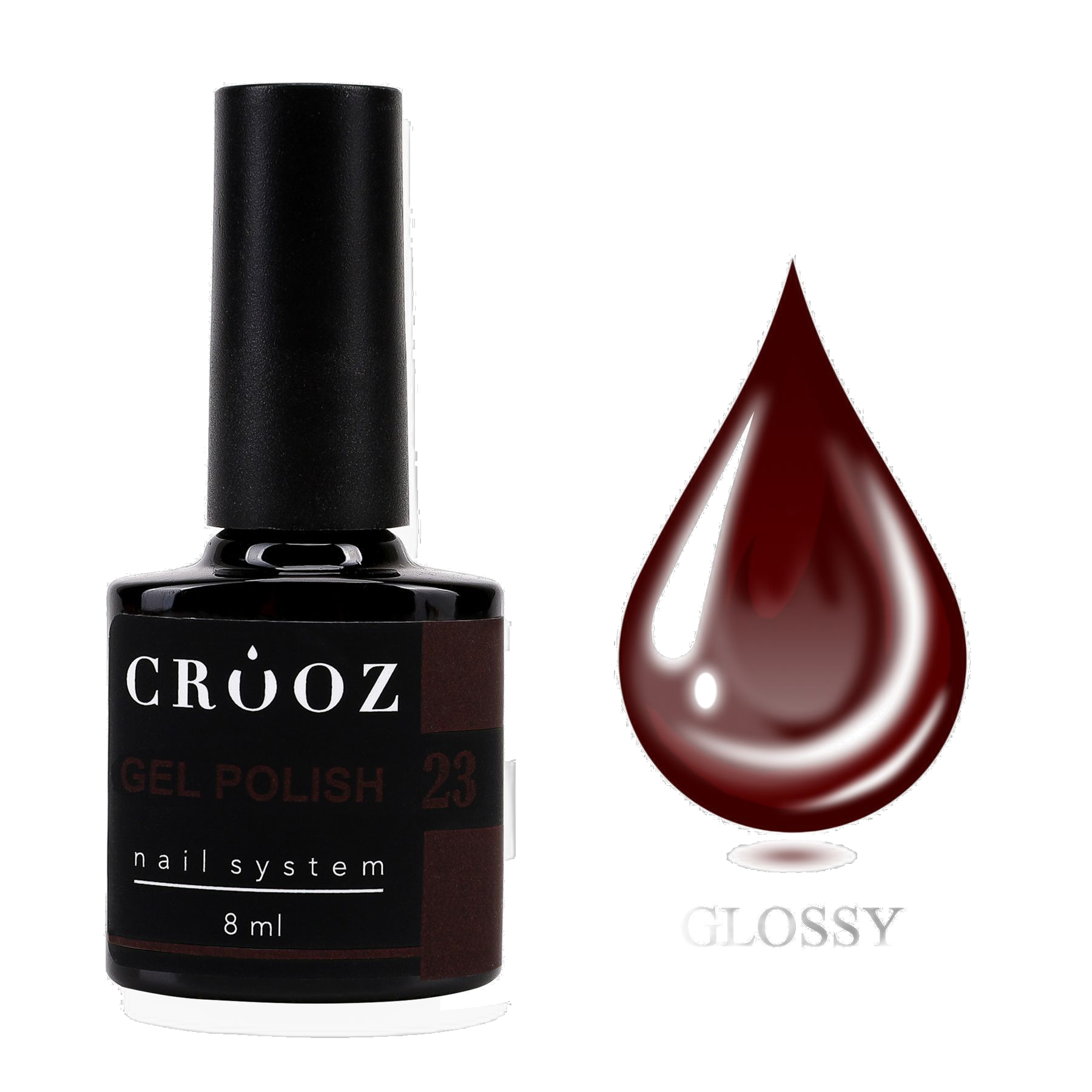 CROOZ GEL POLISH №23 — глибокий бордовий гель-лак, 8 мл