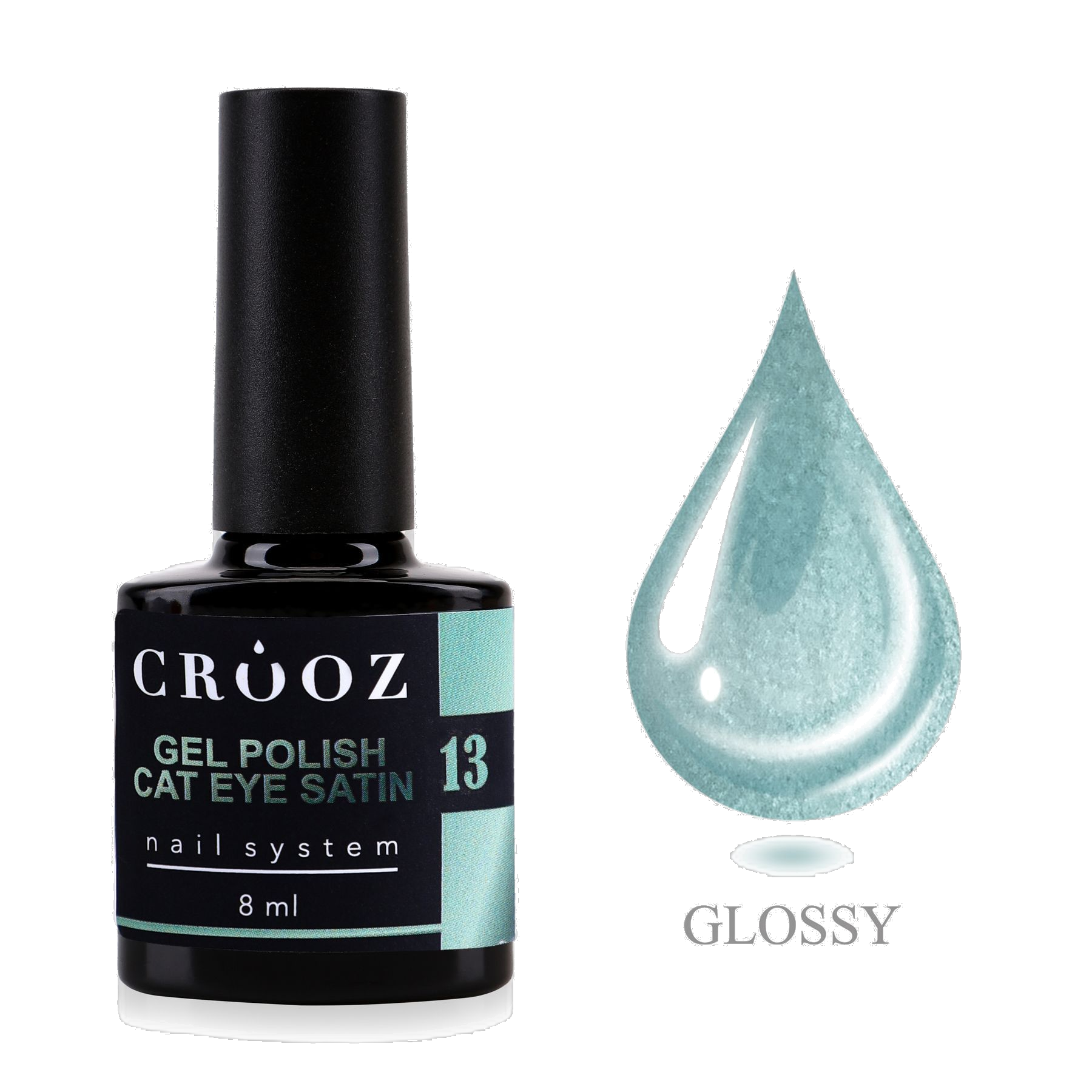 Crooz Satin Cat 13 Frosted Mint — сатиновий магнітний гель-лак Cat Eye