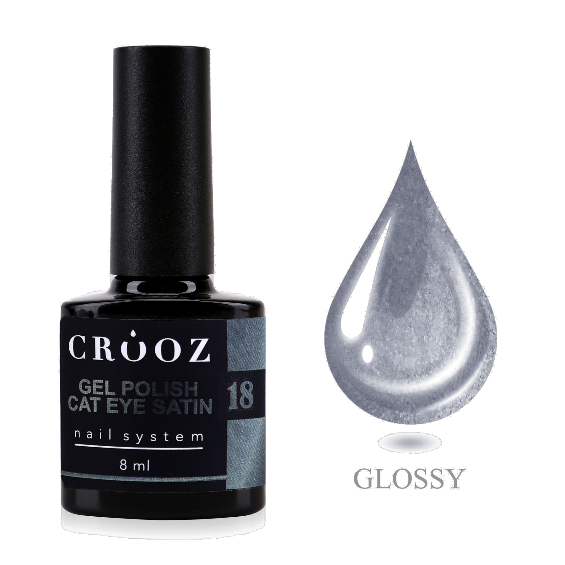 Crooz Satin Cat 18 Graphite Satin — сатиновий магнітний гель-лак Cat Eye
