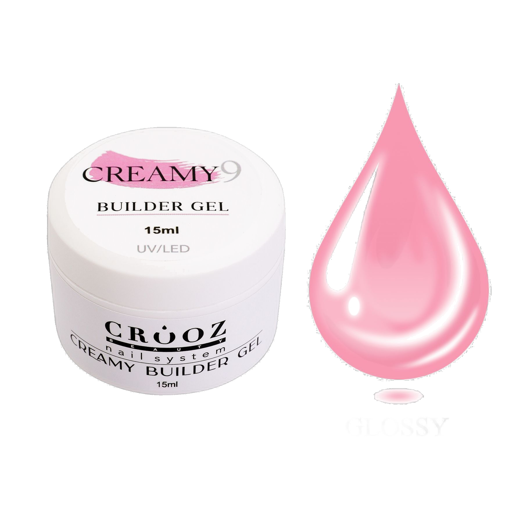 Crooz Creamy Builder Gel 9 — лілово-рожевий будівельний гель для професійного моделювання нігтів 15 мл