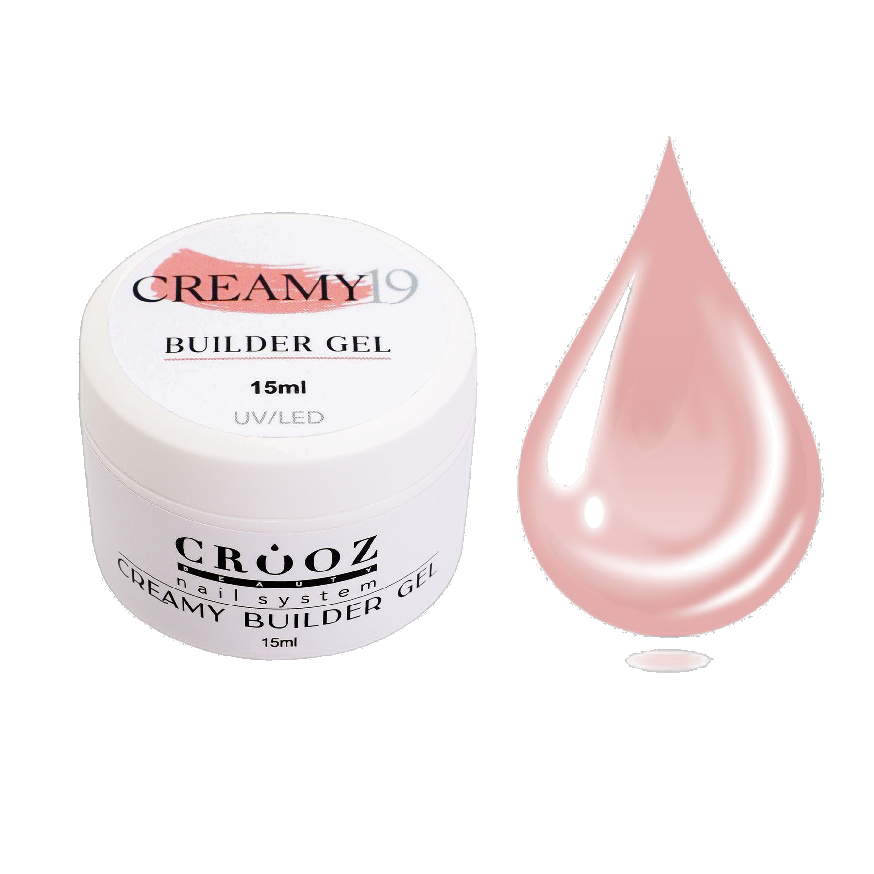 Crooz Creamy Builder Gel №19 — теплий камуфлюючий гель для нарощування та зміцнення нігтів 15 мл