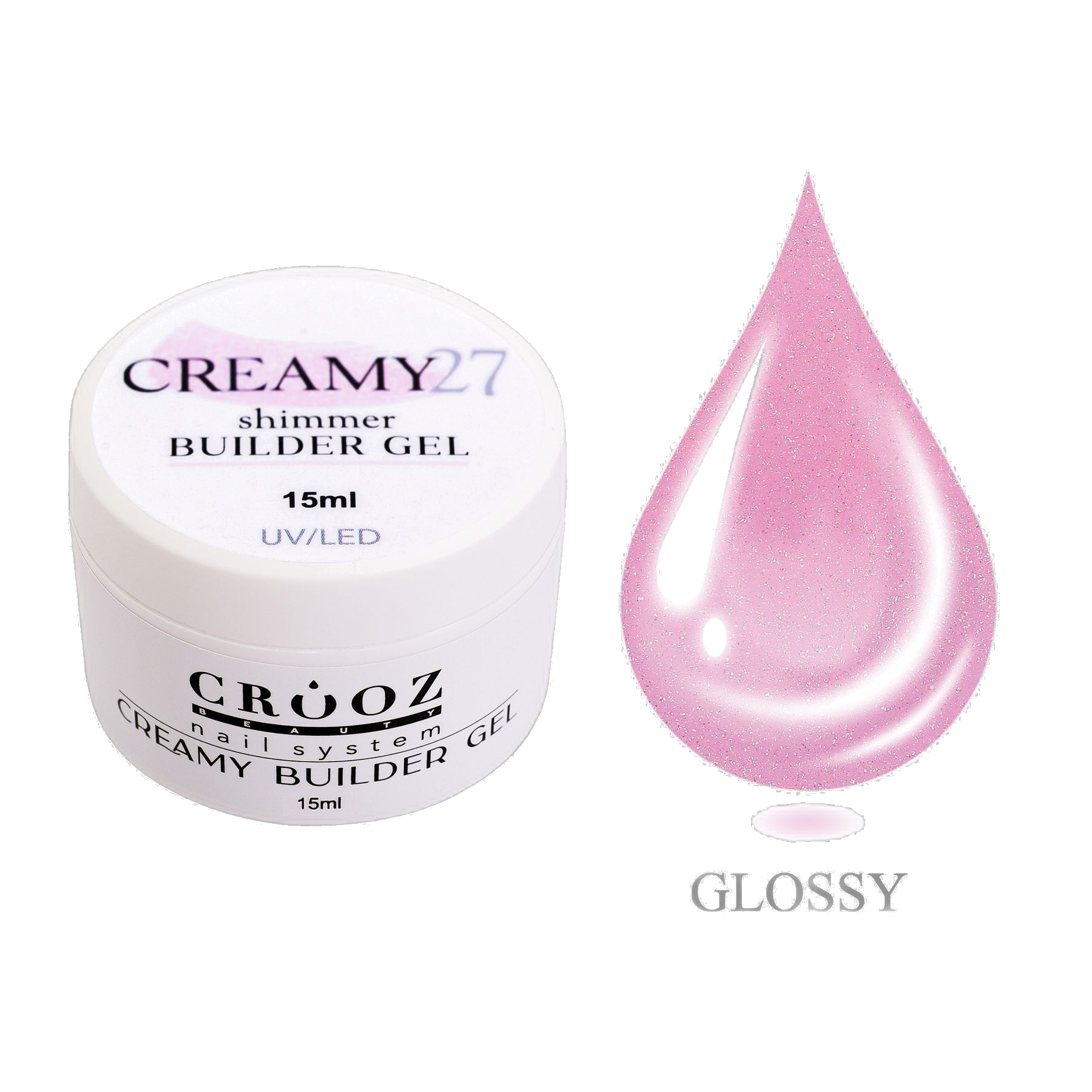 Crooz Creamy Builder Gel 27 — професійний гель для нарощування та зміцнення нігтів 15 мл
