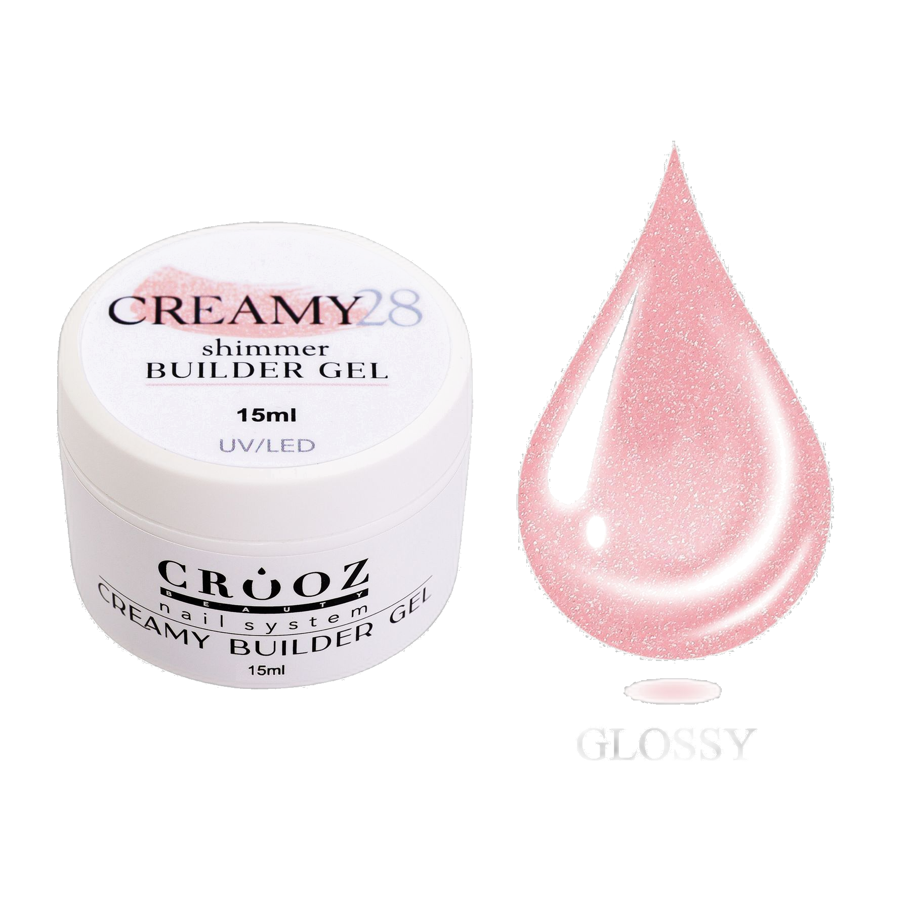 Crooz Creamy Builder Gel 28 — професійний гель для нарощування та зміцнення нігтів 15 мл