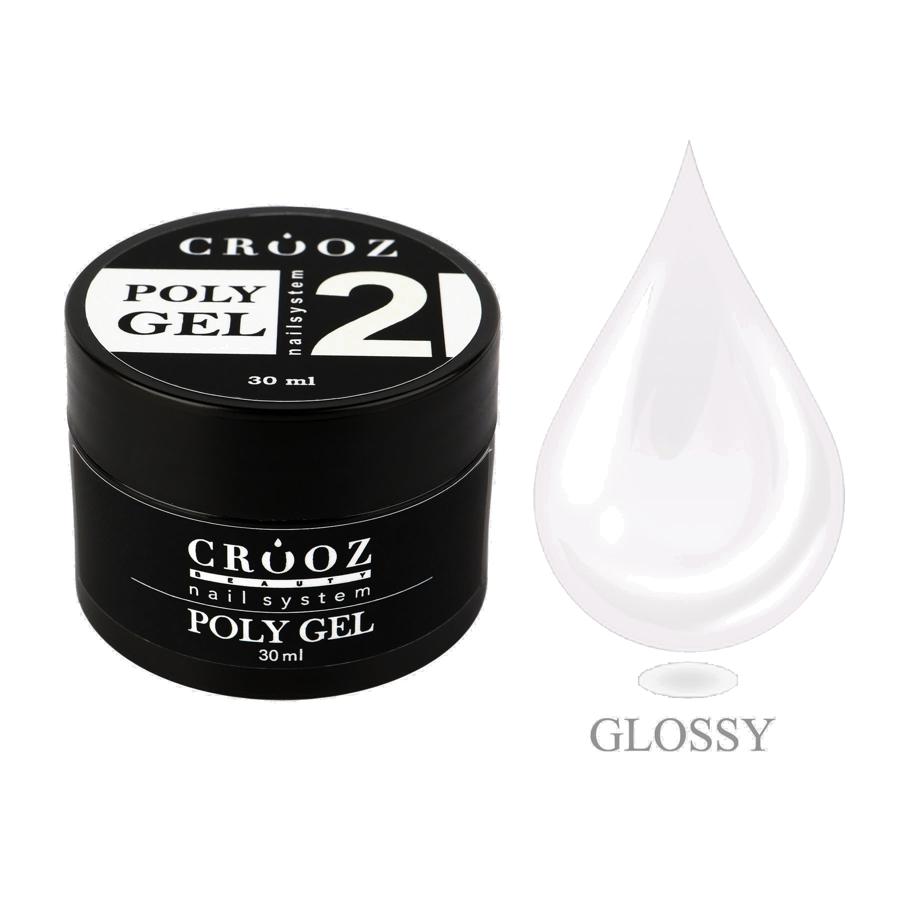 CROOZ Poly Gel №2 — білий полігель для професійного моделювання нігтів, 30 мл