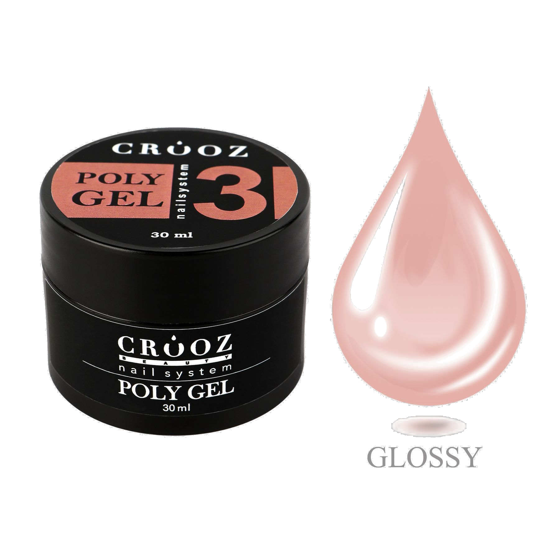 CROOZ Poly Gel №3 — нюдово-рожевий полігель для професійного моделювання нігтів, 30 мл