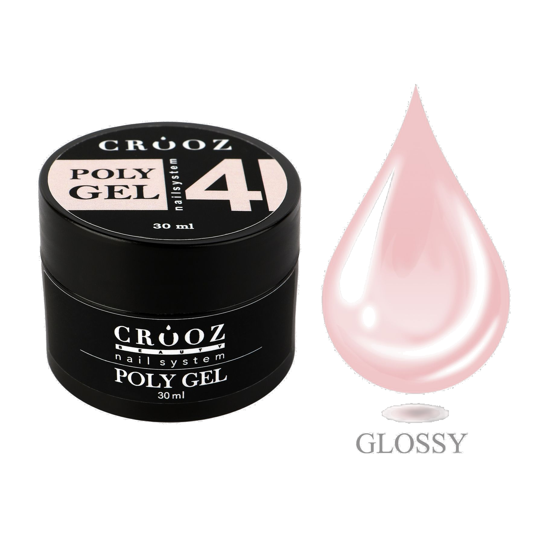 CROOZ Poly Gel №4 — рожево-молочний полігель для професійного моделювання нігтів, 30 мл