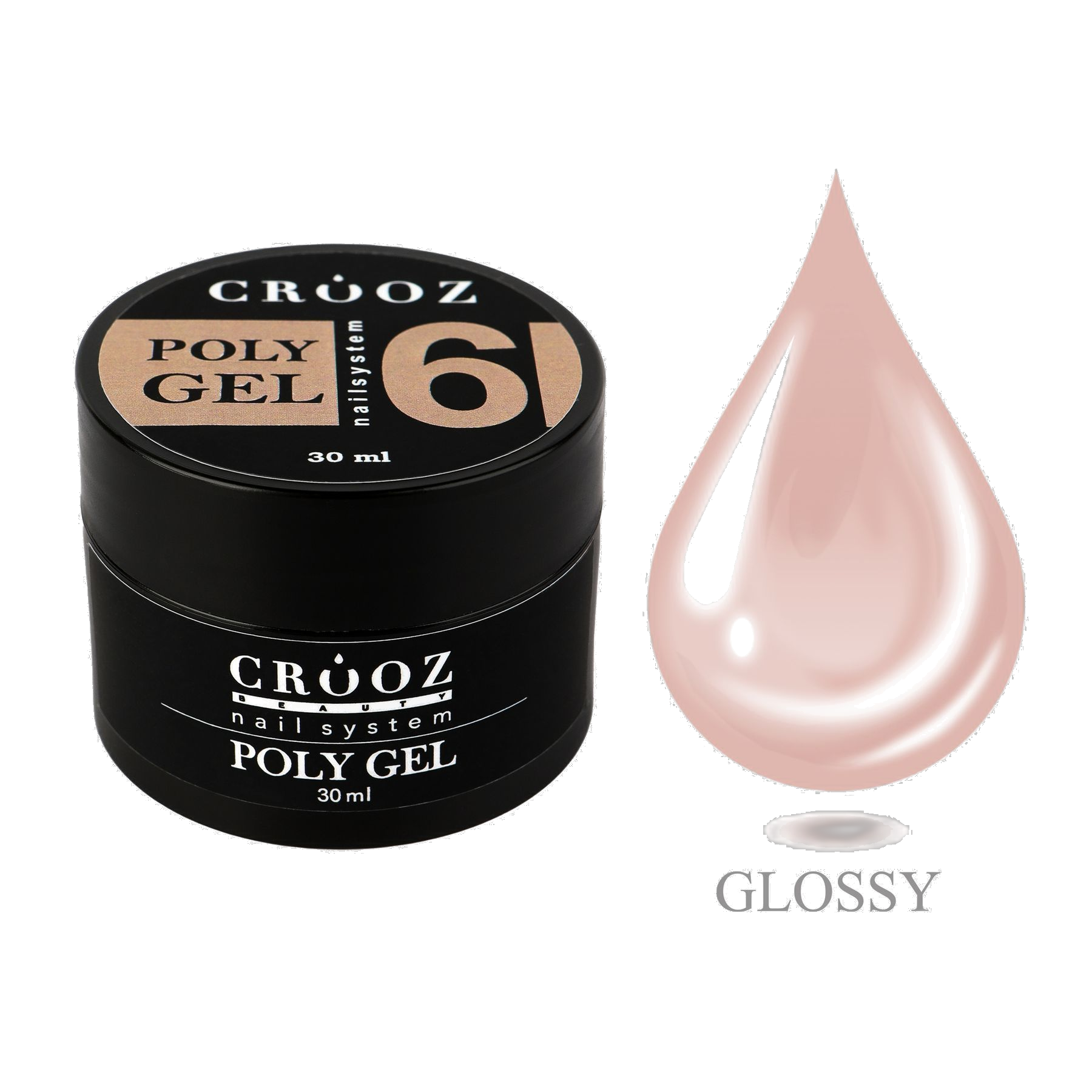 CROOZ Poly Gel №6 — нюдовий полігель для професійного моделювання та укріплення нігтів, 30 мл