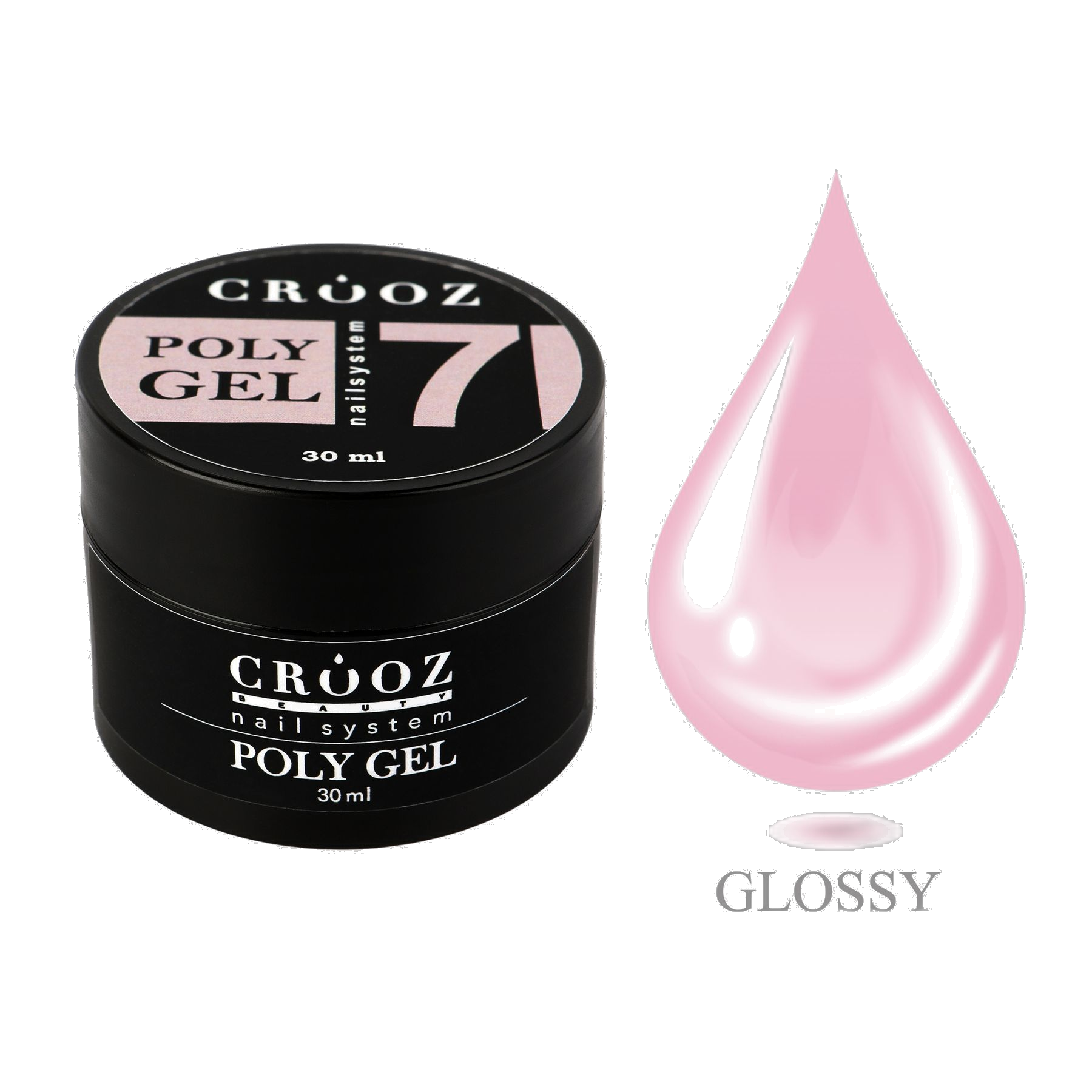 CROOZ Poly Gel №7 — світло-рожевий полігель для професійного моделювання нігтів, 30 мл