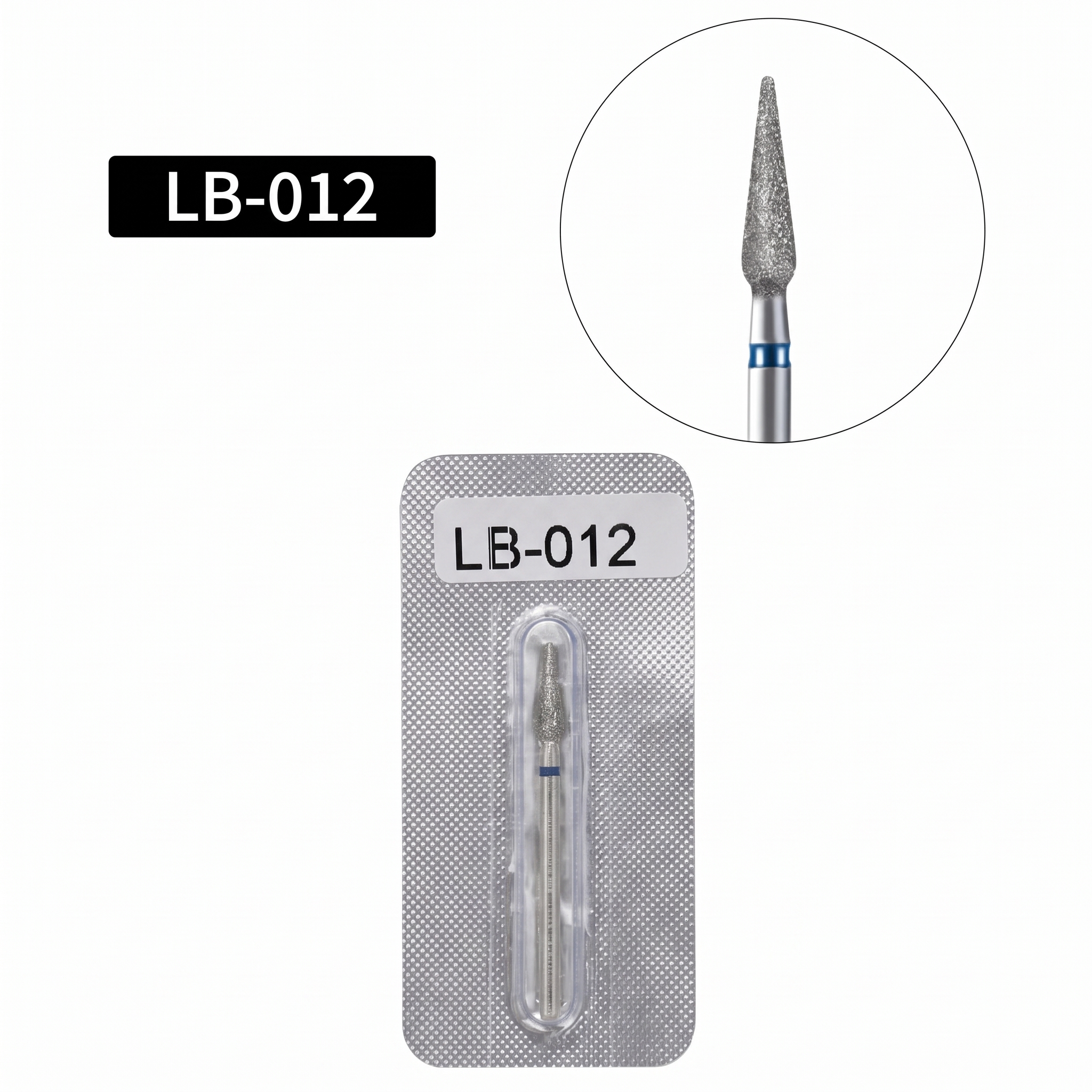 Фреза алмазна Голка LB-012, середня абразивність (синя), 1 шт