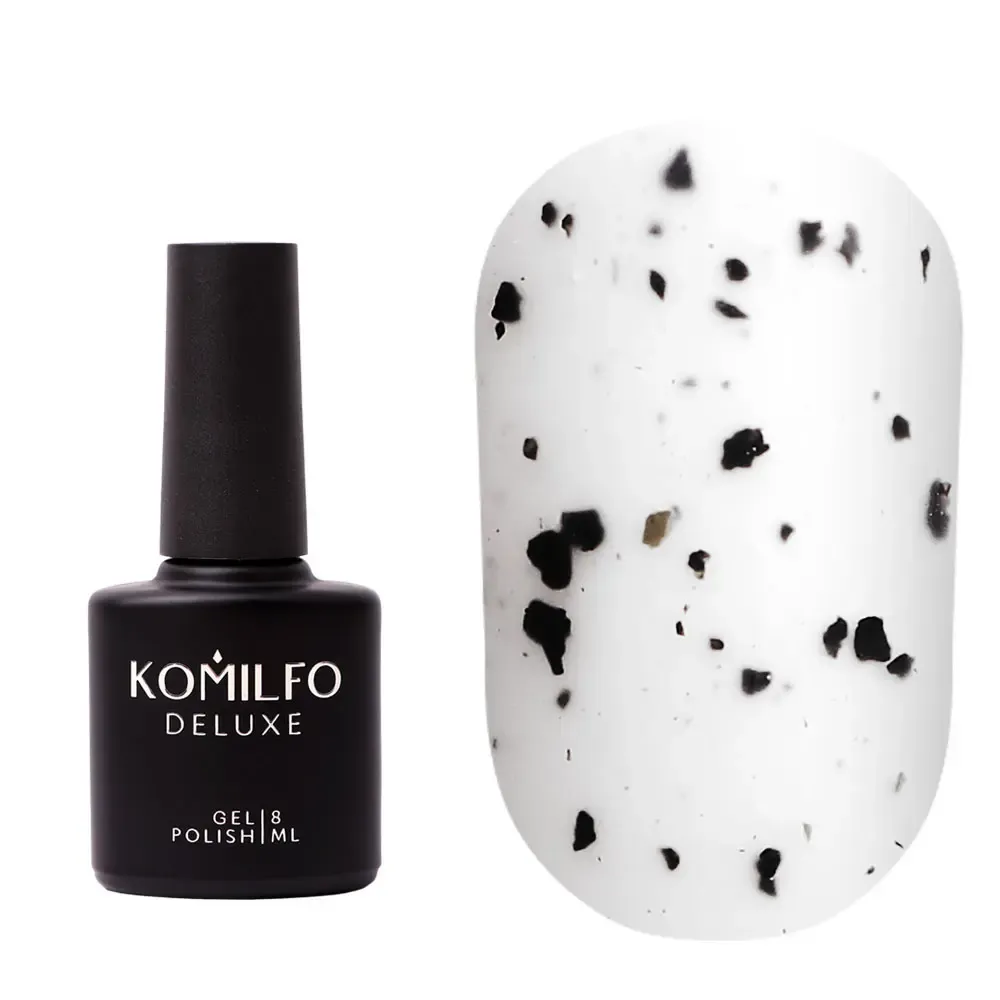 Komilfo No Wipe Matte Spotty Top — матовий топ без липкого шару з рваною крихтою, 8 мл
