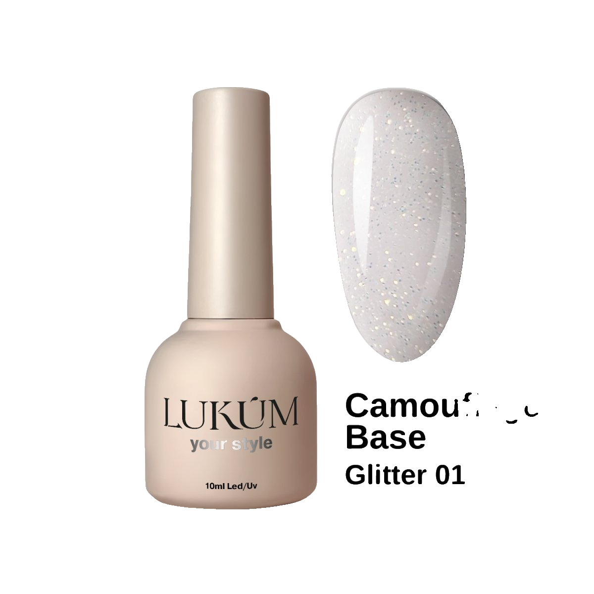 Lukum Glitter Cover Base 01, 10 ml