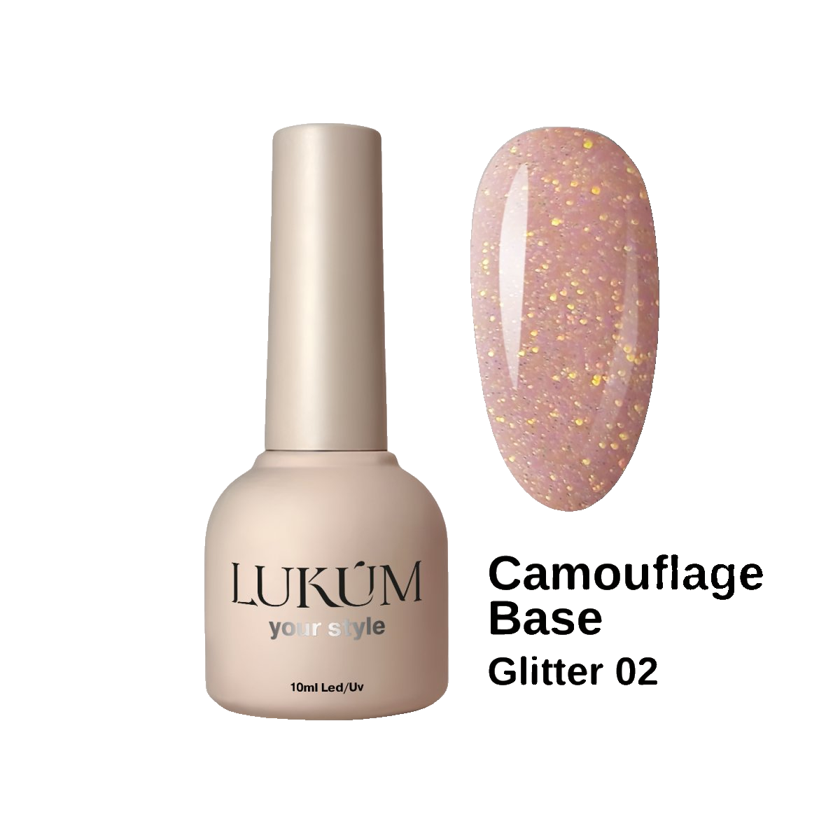 Lukum Glitter Cover Base 02, 10 ml