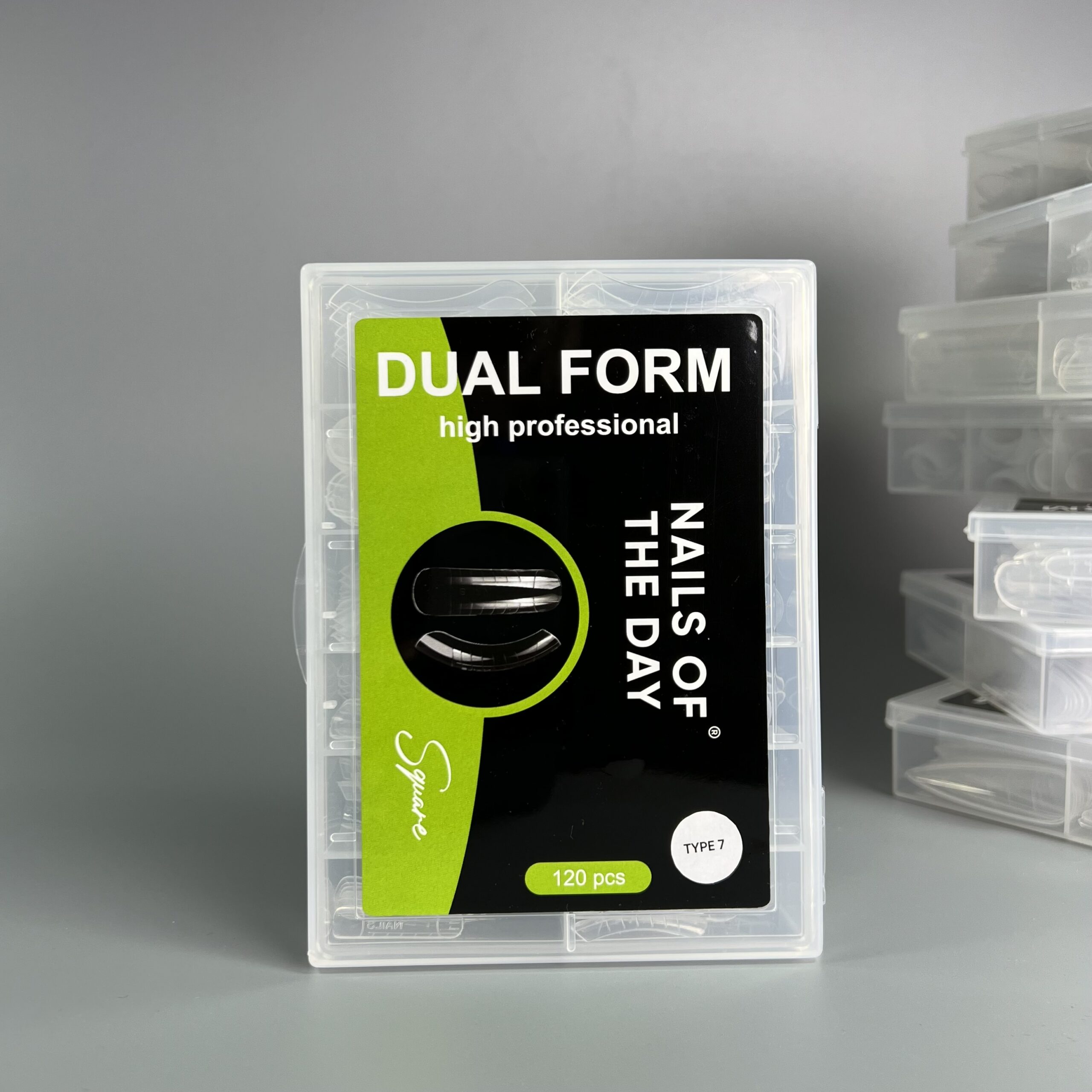NAILSOFTHEDAY Dual Form Square (Type 7) — верхні форми квадрат для середньої довжини нарощення, підходить для зростаючих вниз нігтів, 120 шт