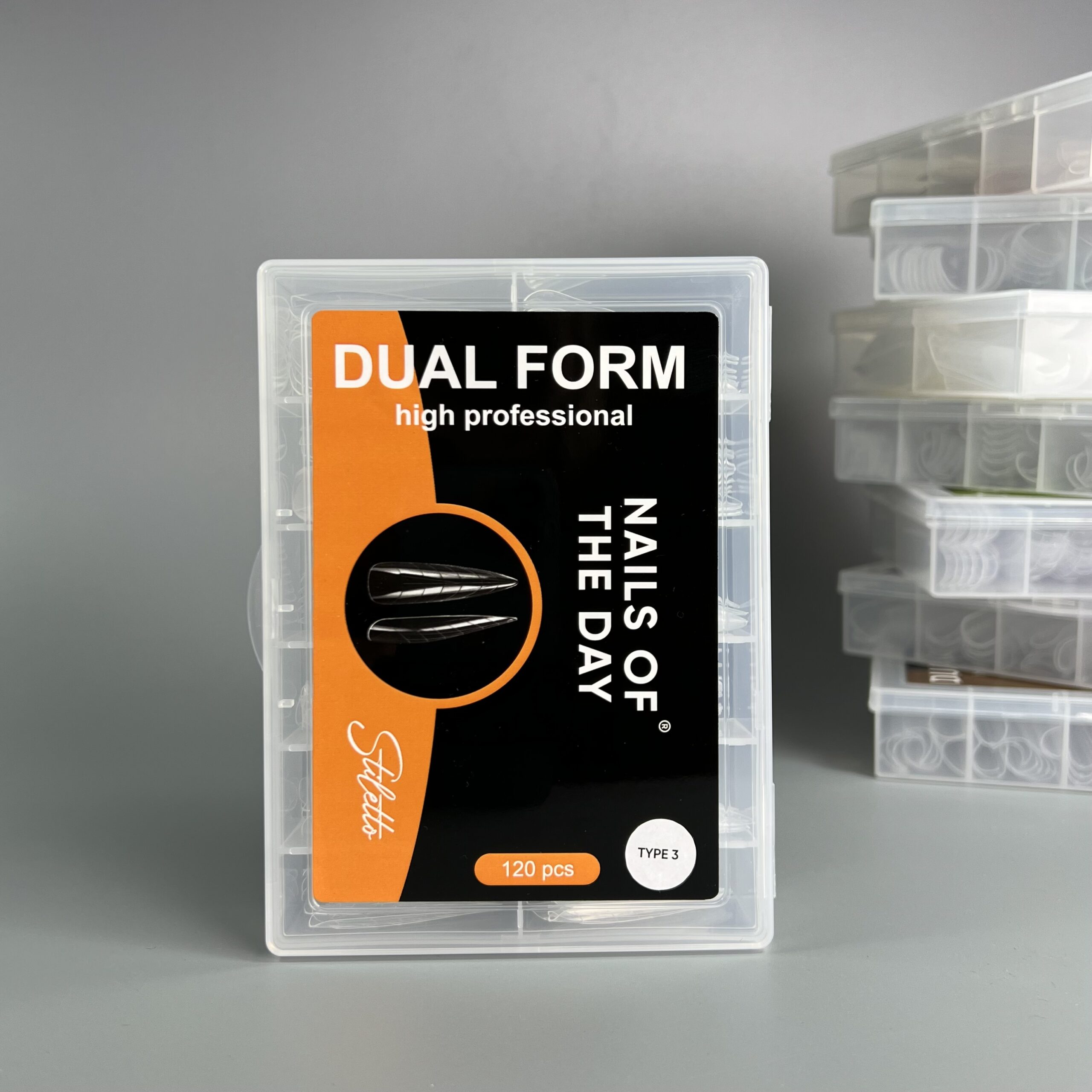 NAILSOFTHEDAY Dual Form Stiletto (Type 3) — верхні форми стилет/мигдаль для нігтів, 120 шт