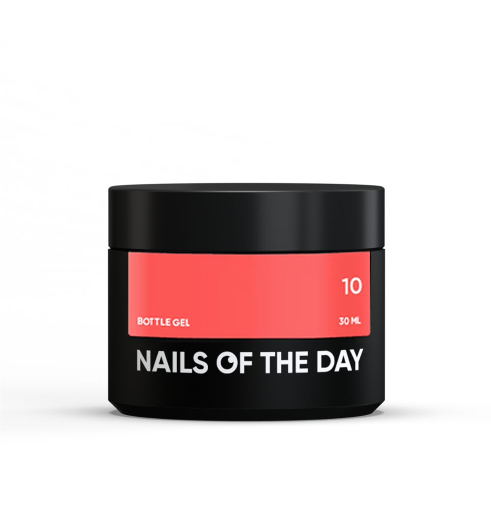 NAILSOFTHEDAY Bottle gel 10 — coral-red extra strong gel for nails, 30 ml