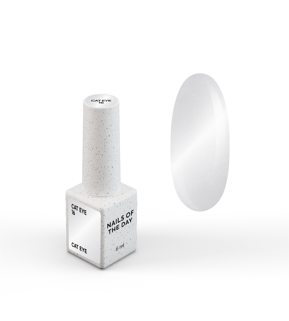 NAILSOFTHEDAY Gel polish Cat Eye 16 — срібний гель-лак котяче око на прозорій основі, 6 мл