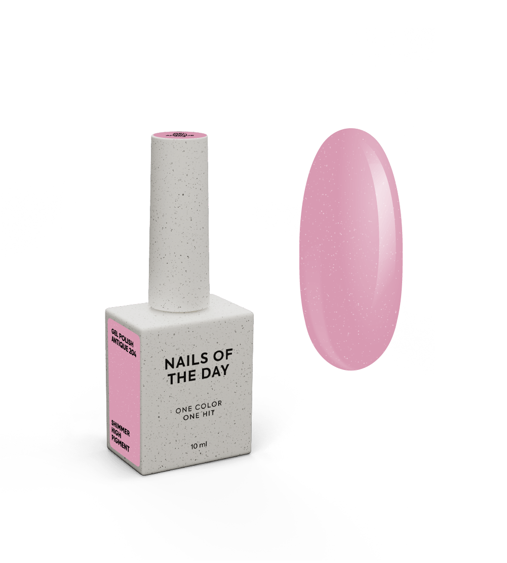 NAILSOFTHEDAY Gel Polish Antique 204 — пудрово-рожевий із шиммером гель-лак, 10 мл