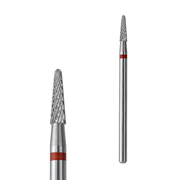 Карбідний біт для нігтів конус STALEKS PRO EXPERT 2.3 x 8 мм Тонкий (Червоний)