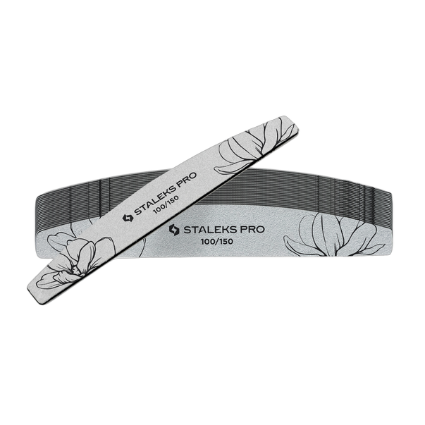 STALEKS PRO EXPERT 40 Mineral Nail File 100/150 Grit — Half-Moon Shape (25 pcs)