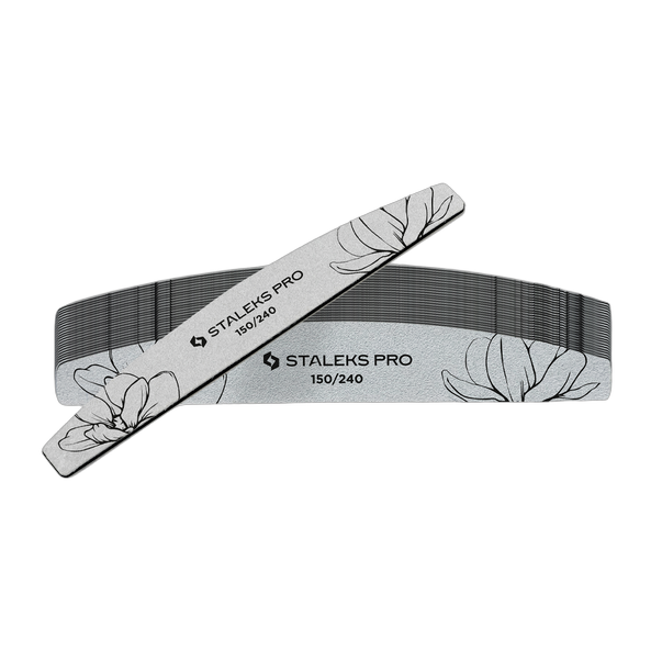 STALEKS PRO EXPERT 40 Mineral Nail File 150/240 Grit — Half-Moon Shape (25 pcs)