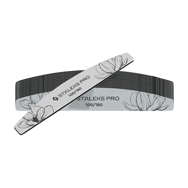 STALEKS PRO EXPERT 40 Mineral Nail File 100/180 Grit (Half-Moon) — Pack of 25