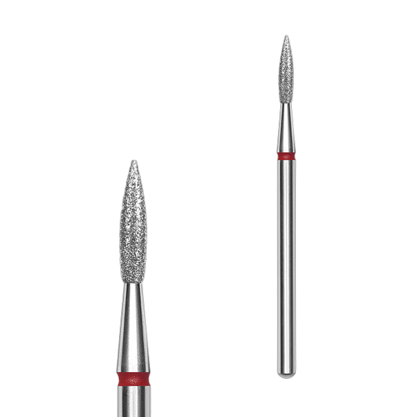 STALEKS PRO EXPERT Алмазна остра флейм‑фреза, Червоний (Тонка), 1.8 x 8 мм