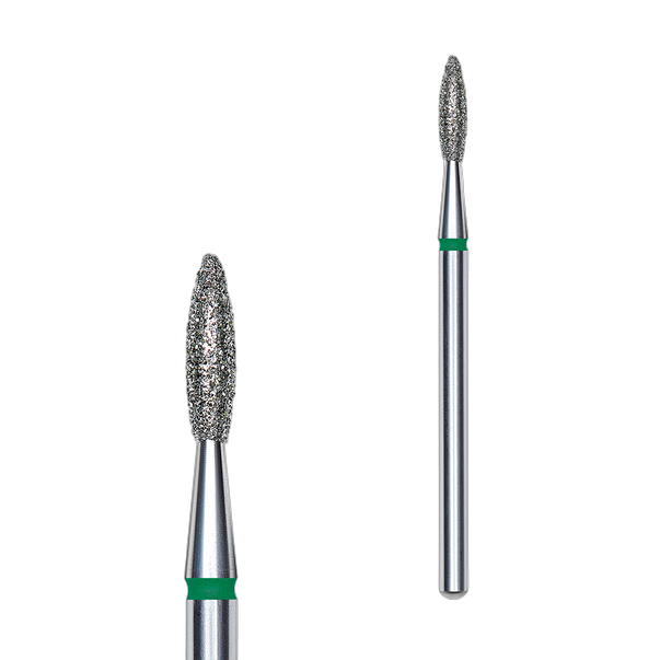 Алмазний гострий флейм фреза STALEKS PRO EXPERT 2.1 x 8 мм Зелений (Грубий)