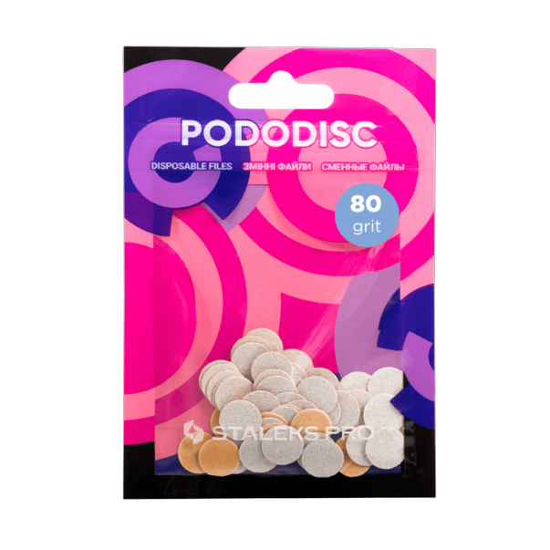 Змінні файли білі для педикюрного диска 80 грит STALEKS PRO EXPERT PODODISC ХS 50 шт