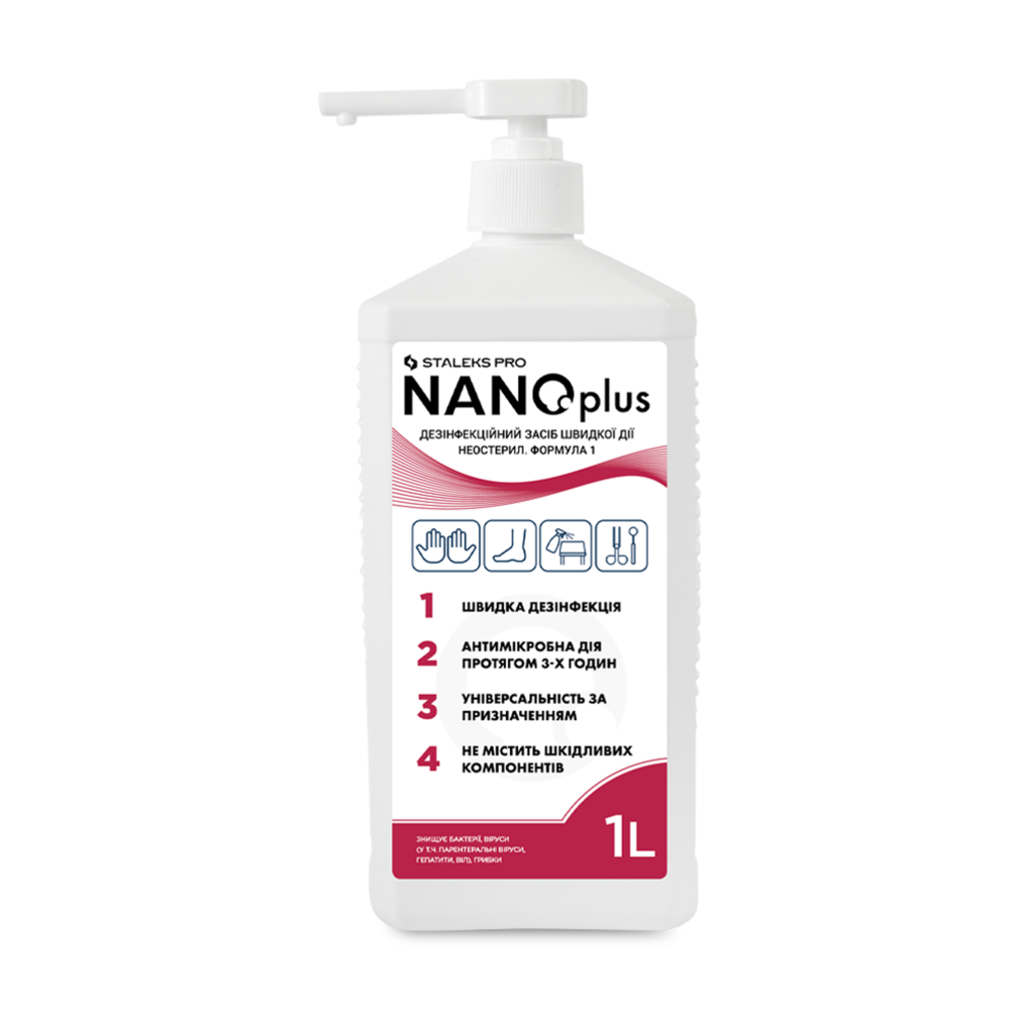Дезінфекційний засіб швидкої дії NANOplus (помпа) 1 л